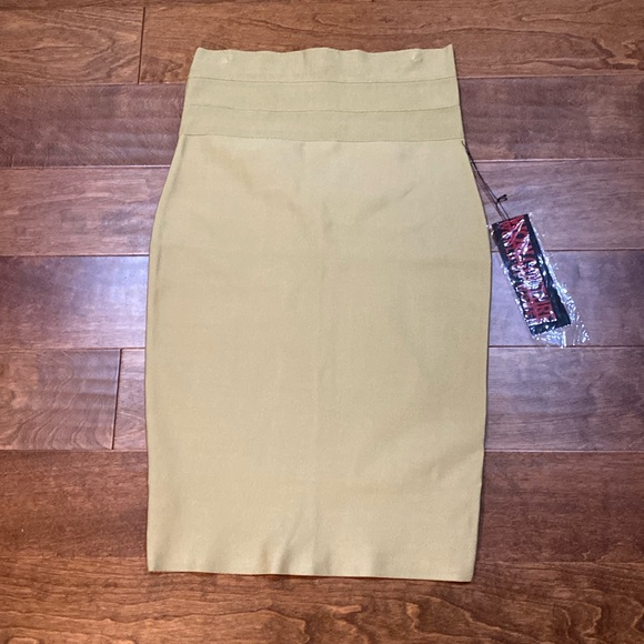NWT Green Tea Wow Couture High waist Zip up Bandage Pencil Skirt - Picture 1 of 5